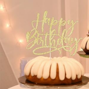 Kaoenla Happy Birthday Cake Topper - Gold Decorative