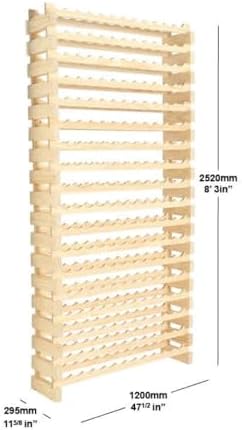 216 Bottle Wine Rack Natural Pine Freestanding