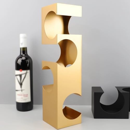 Modern Freestanding Gold Wine Rack For 4 Bottles