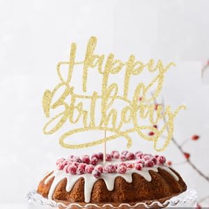Kaoenla Happy Birthday Cake Topper - Gold Decorative
