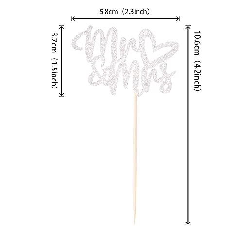 36 PCS Mr Mrs Cupcake Toppers Silver