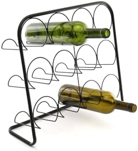 Black Metal Wire Wine Rack for 12 Bottles Freestanding
