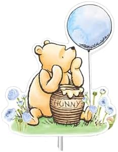 Classic Winnie Bear Cake Topper - Blue Bear Party Decoration