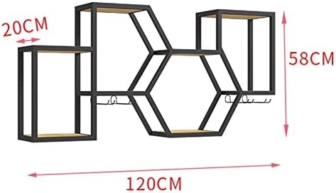 ALDEPO Wall-Mounted Wine Rack with Iron Art and Pine Wood