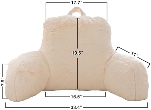 Holawakaka Faux Fur Bed Rest Reading Pillow with Arms