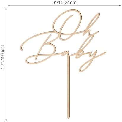 Oh Baby Cake Topper Wood - 6 Inch Baby Shower Decor