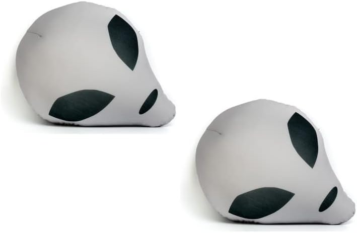 Grey Alien Head Microbead Pillow Combo Pack 2