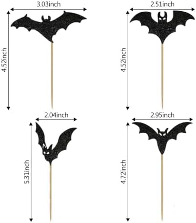 12 Pcs Halloween Bat Cupcake Toppers Non-Edible Party Decorations