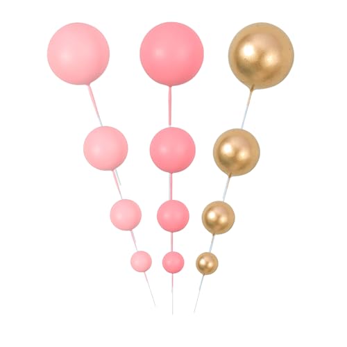 Gyufise 30Pcs Pink Gold Ball Cake Toppers