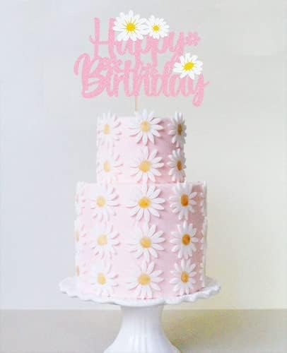 WishFirst Daisy Birthday Cake Topper Pink Daisy Decor