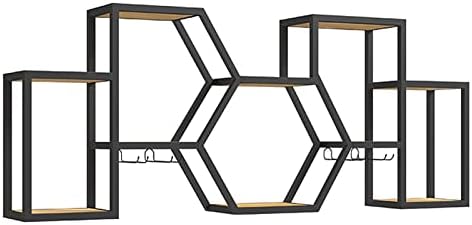 ALDEPO Wall-Mounted Wine Rack with Iron Art and Pine Wood