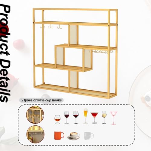 118in Wall Mounted Wine Rack with Glass Holder
