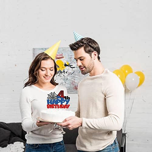 Ambishi Happy 4th Birthday Cake Topper Spider Cartoon Movie Themed