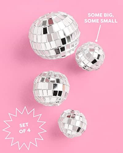 XO Fetti Disco Ball Mini Cake Topper - 4 Pieces