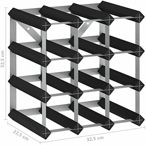 Bopdu Freestanding Wine Rack for 12 Bottles Black Wood