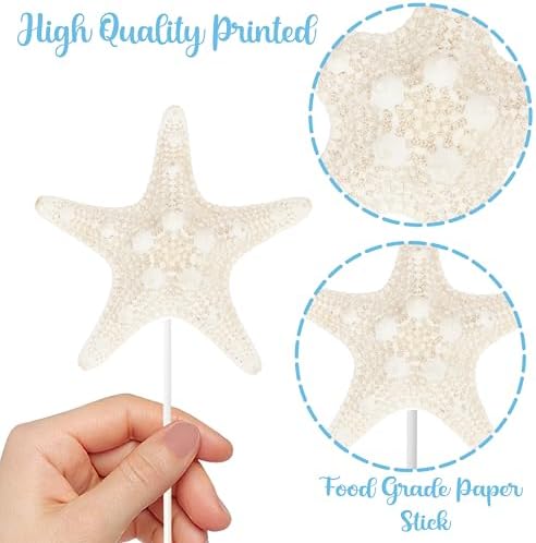 24pcs Beach Seashell Starfish Cupcake Toppers