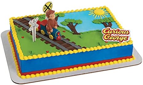 DecoSet Curious George Train Cake Topper 4-Piece Set