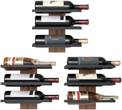 Hoctieon 3 Tier Wall Wine Rack Set - Rustic Brown