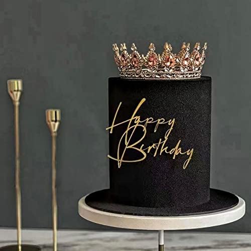 Happy Birthday Cake Toppers 6pcs Set Mirror Gold