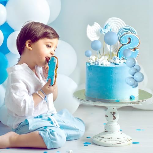 48 Pcs Light Blue Foam Cake Topper Decorations