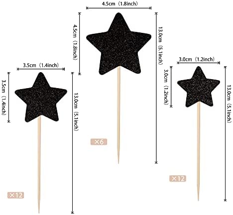 30 PCS Glitter Star Cupcake Toppers for Parties