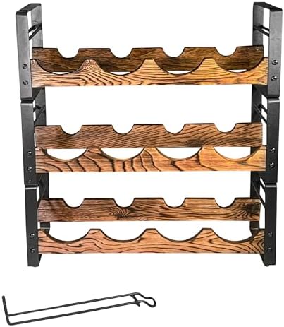 AMT 3-Tier Wine Rack Black 12 Bottles Storage