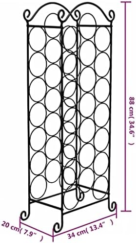 vidaXL Classic Black Metal Wine Rack - Freestanding 21 Bottle Capacity