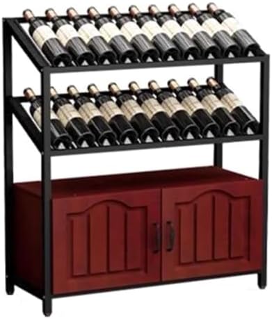 Freestanding Wine Rack with 3 Tier Shelves and Cabinet