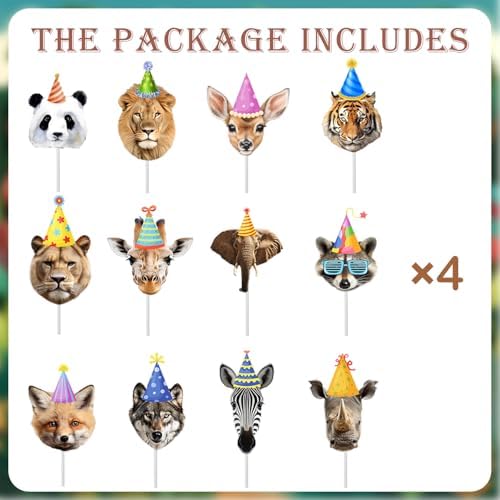 Safari Animals Cupcake Toppers 24Pcs Jungle Decorations