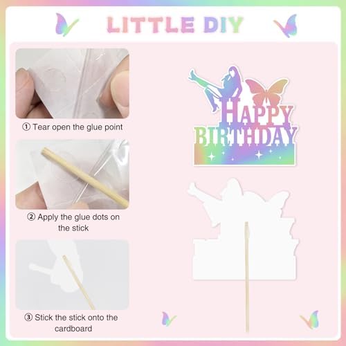 24 Pcs Super Star Music Themed Cupcake Toppers for Birthday Parties