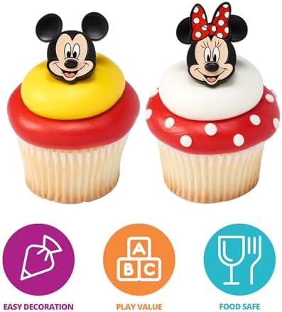 DecoPac Disney Mickey Mouse and Minnie Mouse Cupcake Rings - 24 Pack 1