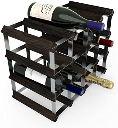RTA Freestanding Wine Rack 16 Bottles Black Ash Pine