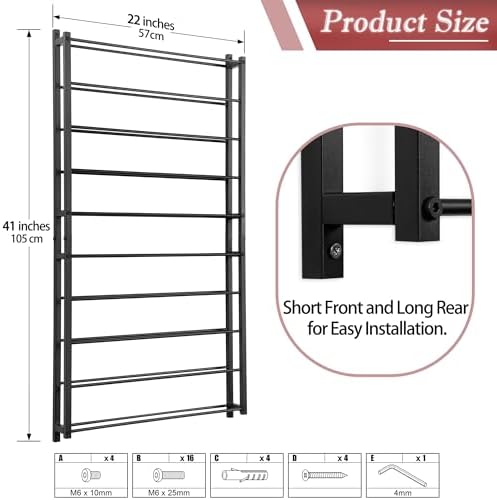 AQAREA 20 Bottle Wall Wine Rack - Black