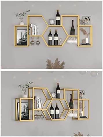 ALDEPO Wall-Mounted Wine Rack with Gold and Bronze Finish