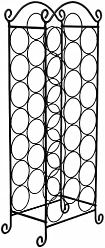 vidaXL Classic Black Metal Wine Rack - Freestanding 21 Bottle Capacity