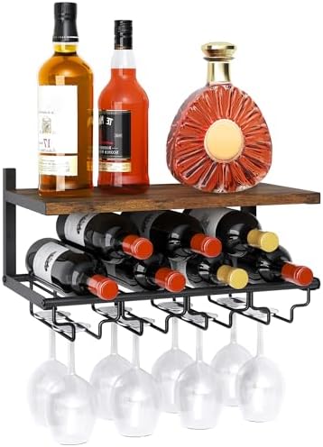 Gewudraw 2 Tiers Wall Mounted Wine Rack