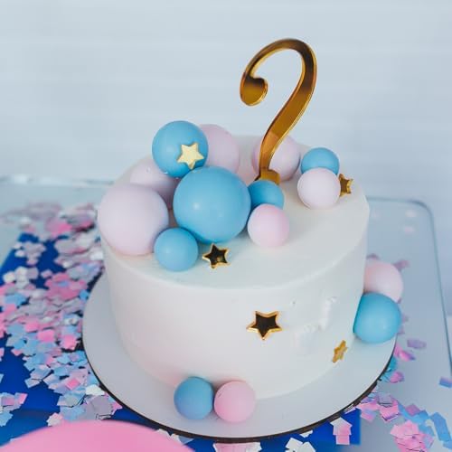 ASTARON 50 Pcs Mini Balloon Cake Topper Sticks Pink Blue Series