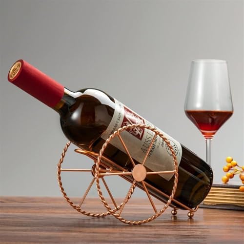 Retro Bronze Wine Rack with Iron Wheels Design
