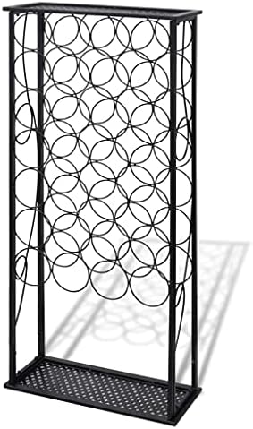 vidaXL Freestanding Wine Rack - 28 Bottles Black Iron Classic Design