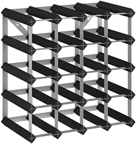 Freestanding Wine Rack for 20 Bottles Black Solid Pine Wood