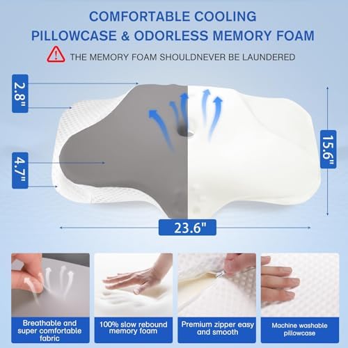 Right Cervical Neck Pillow with Adjustable Height and Memory Foam Support