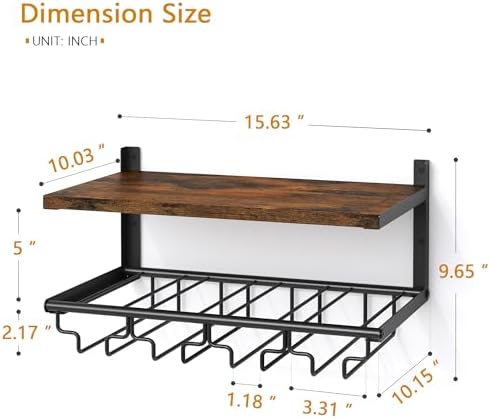 Gewudraw 2 Tiers Wall Mounted Wine Rack