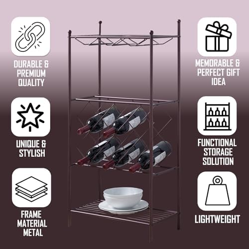 Kings Brand Furniture Bronze Freestanding Wine Rack Stand