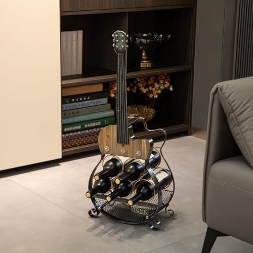Vintiquewise Guitar Shape 5-Bottle Wine Rack