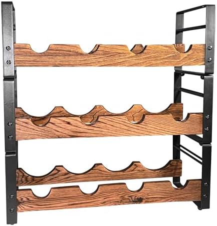 AMT 3-Tier Wine Rack Black 12 Bottles Storage