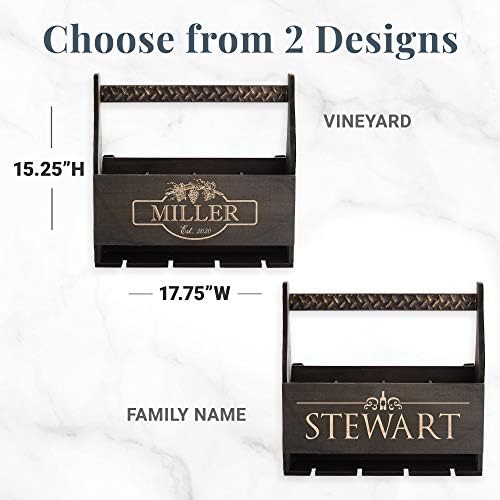 Personalized Rustic Wood Wine Rack with Name - Vineyard Edition