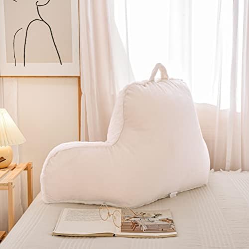 Holawakaka Faux Fur Bed Rest Reading Pillow with Arms