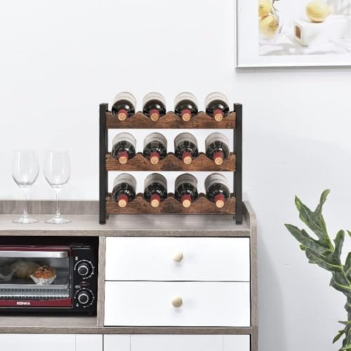 Rusnugic 3 Tier Wine Rack - 12 Bottle Storage Organizer