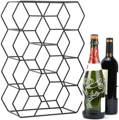 QWORK Modern 14 Bottle Wine Rack 3 Tier Black Metal Stand