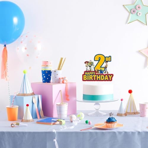 1 Pcs Green Story 2nd Birthday Cake Topper for Boys Girls